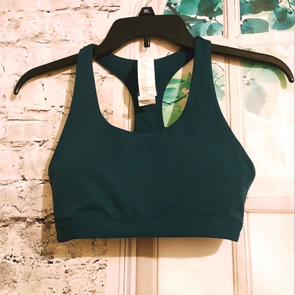 FABLETICS TEAL GREEN BALLETCORE BRA TOP WITH PADDED INSERTS SIZE XXS